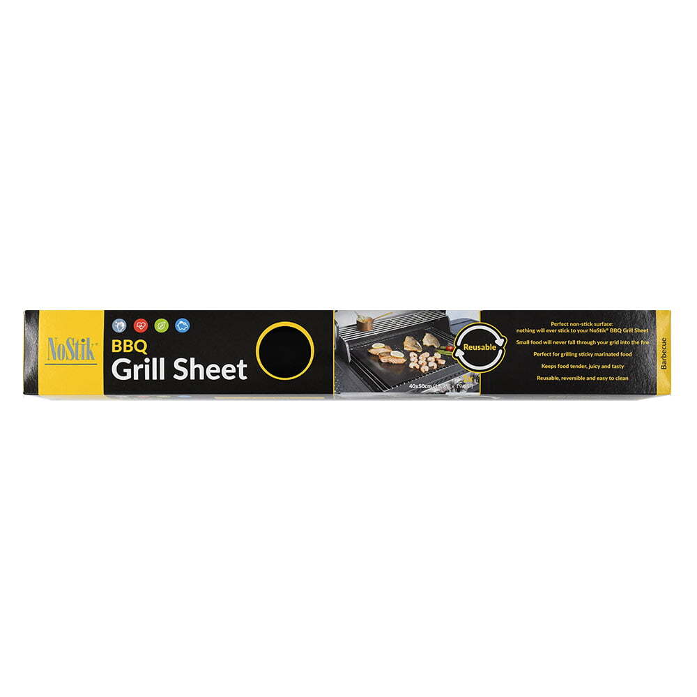 2x Nostik Reusable 40x50cm Non-Stick BBQ Liner - Black