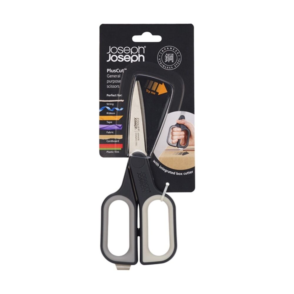 2PK Joseph Joseph PlusCut General Purpose Scissors W/ Box Cutter On Handle Black
