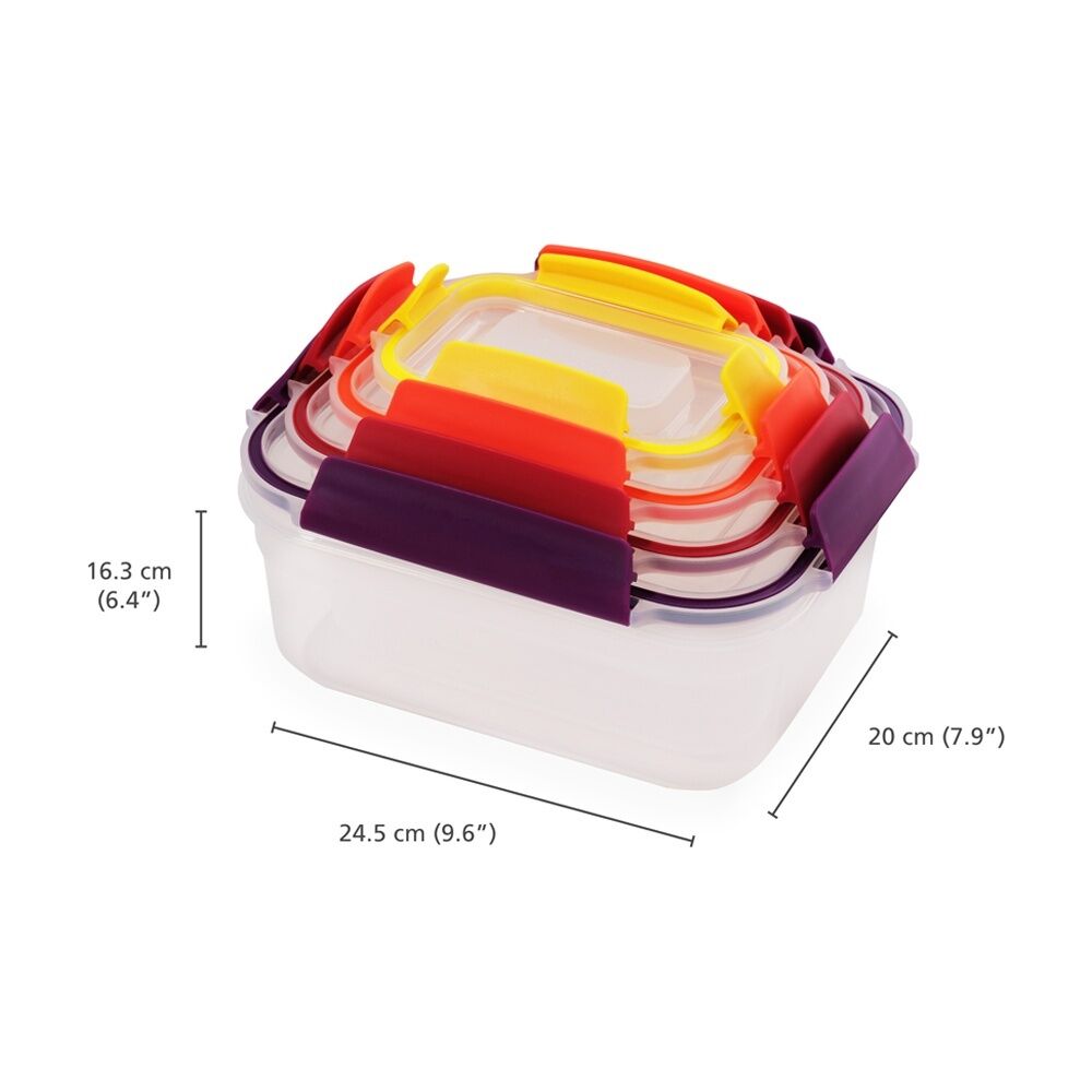 8pc Joseph Joseph Nest Lock Airtight Food Storage Container Set Multicolour