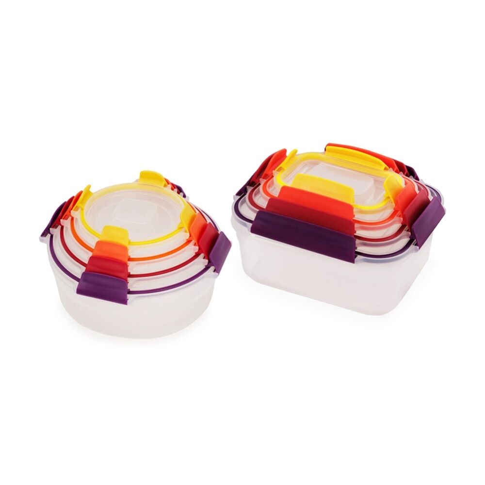 8pc Joseph Joseph Nest Lock Airtight Food Storage Container Set Multicolour