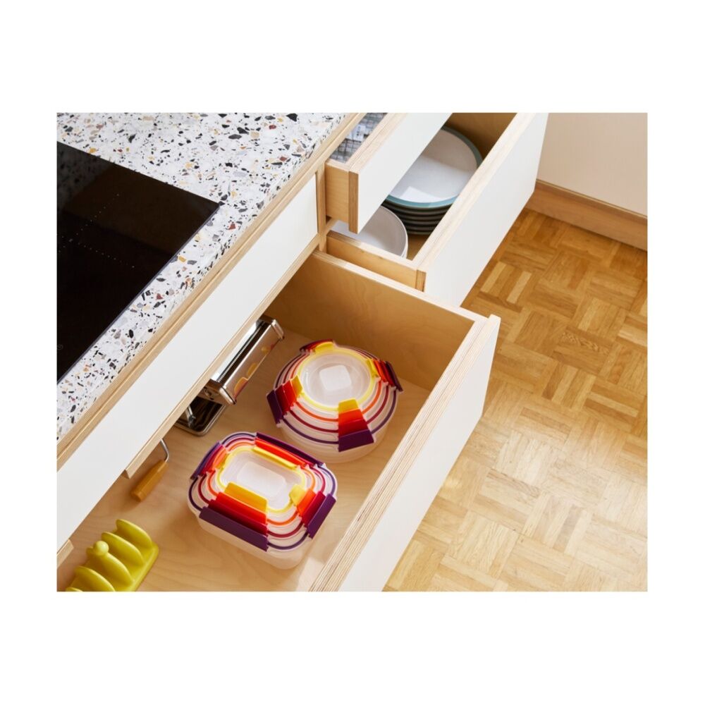8pc Joseph Joseph Nest Lock Airtight Food Storage Container Set Multicolour
