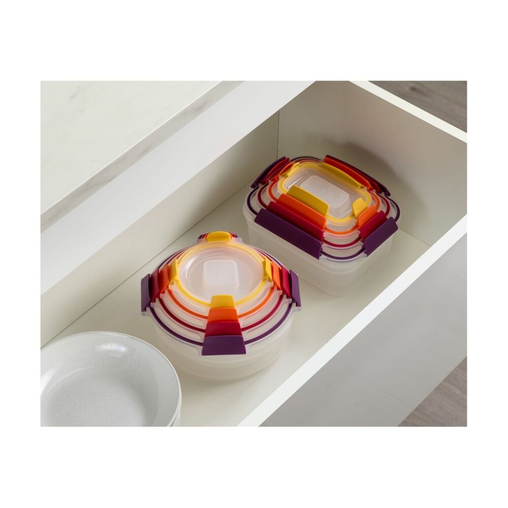 8pc Joseph Joseph Nest Lock Airtight Food Storage Container Set Multicolour