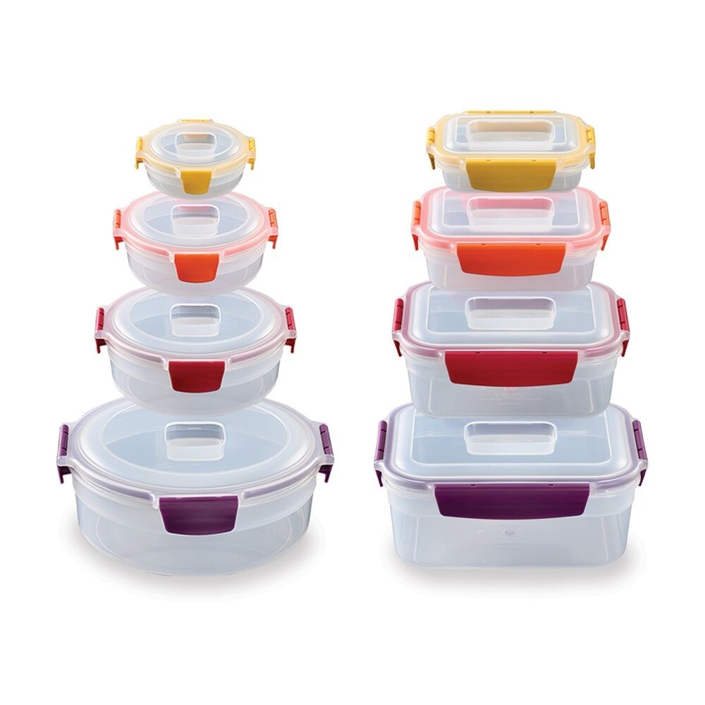 8pc Joseph Joseph Nest Lock Airtight Food Storage Container Set Multicolour