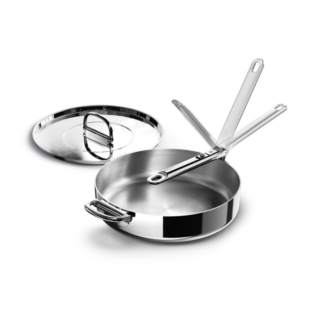 Joseph Joseph Space Saving 28cm Induction Saute Pan W Lid & Folding Handle Steel