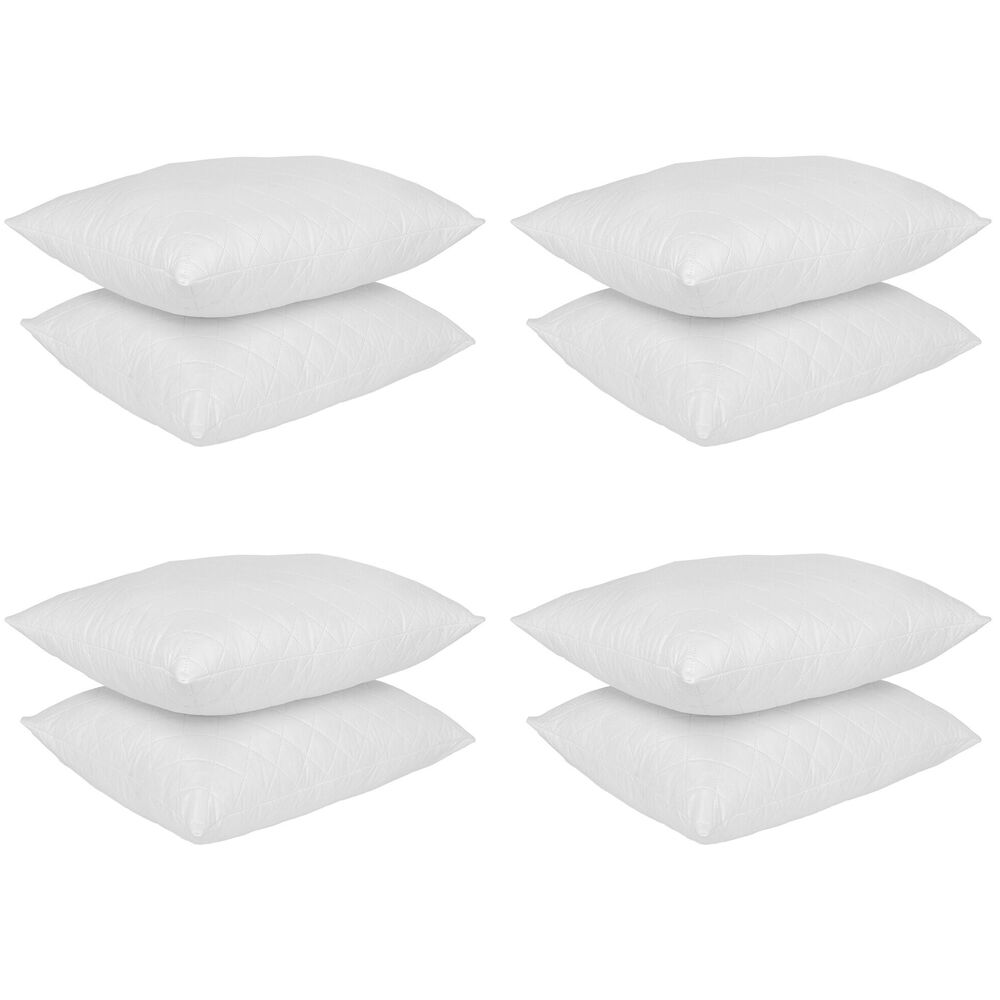 4x 2pc Royal Comfort Luxury Bamboo Quilted Bedding Pillow 50x75cm - White