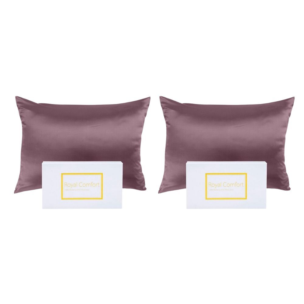 2PK Royal Comfort Pure Silk Pillowcase Single Pack 51x76cm - Champagne Pink
