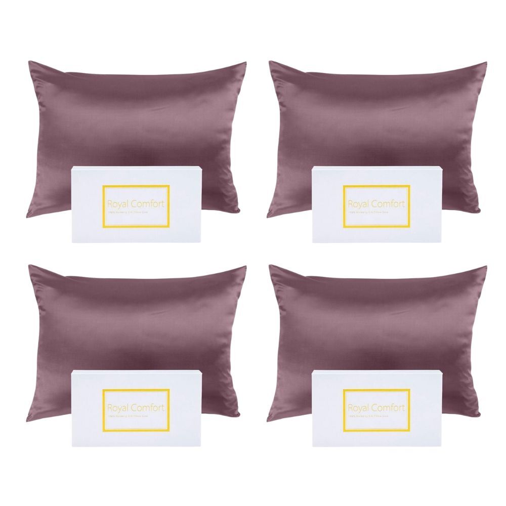4PK Royal Comfort Pure Silk Pillowcase Single Pack 51x76cm - Champagne Pink