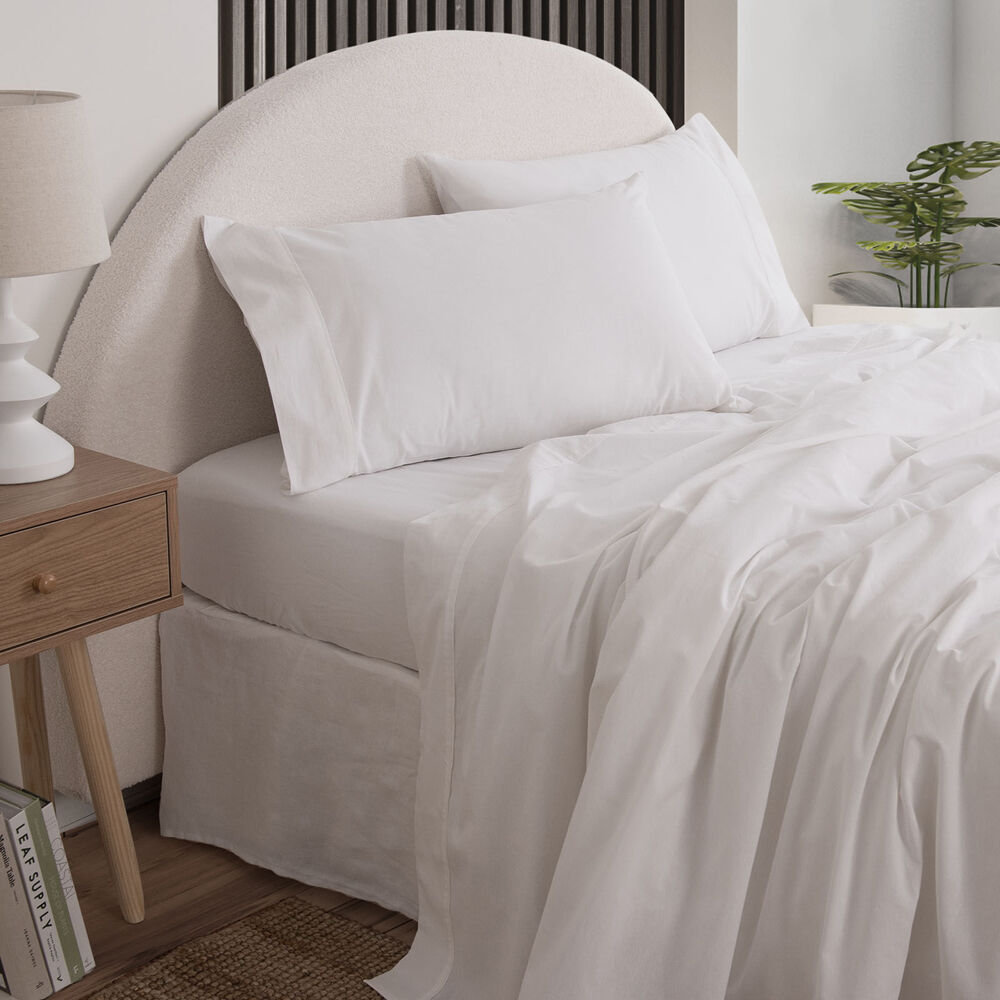 Royal Comfort Cotton Bed Sheet Vintage Washed White