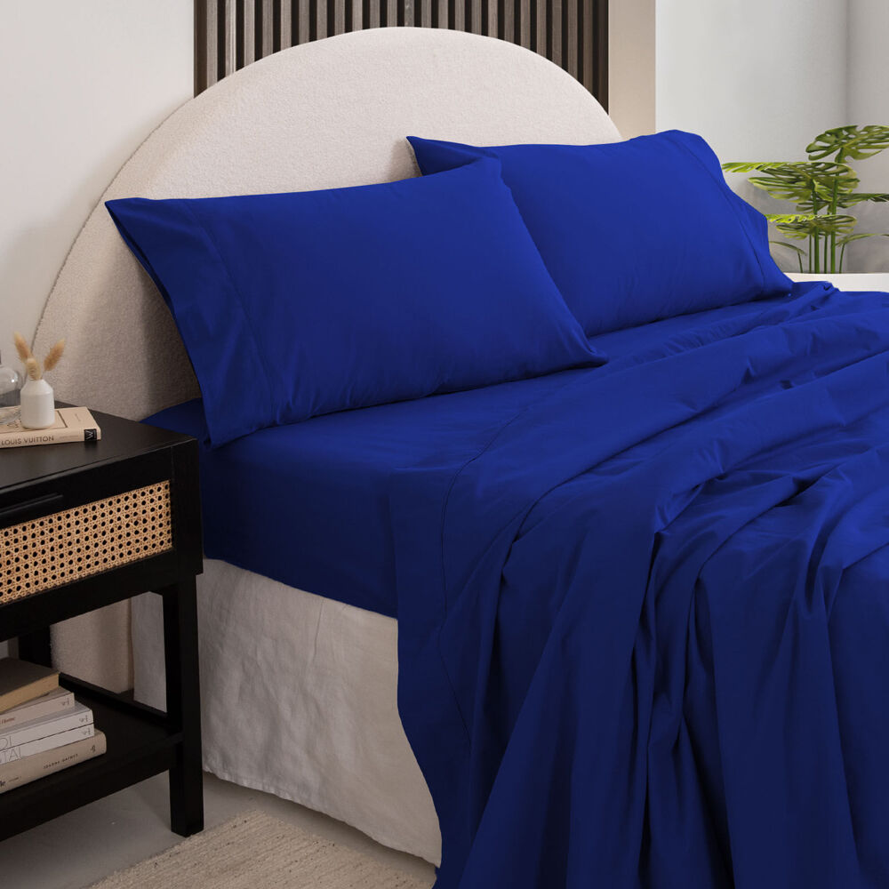 Royal Comfort Cotton Bed Sheet Washed Royal Blue