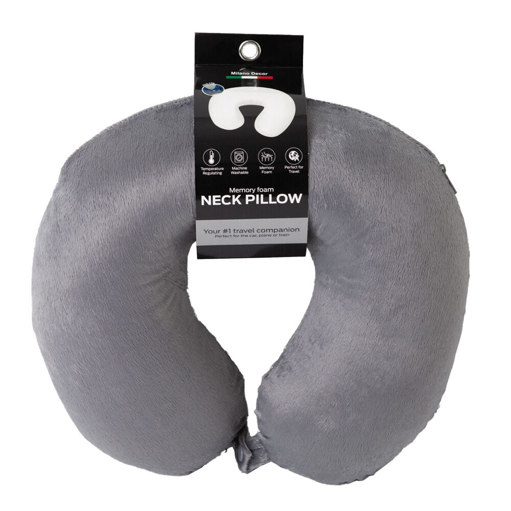 4PK Milano Decor Polyester Memory Foam Travel Neck Support Pillow 30x30cm Grey