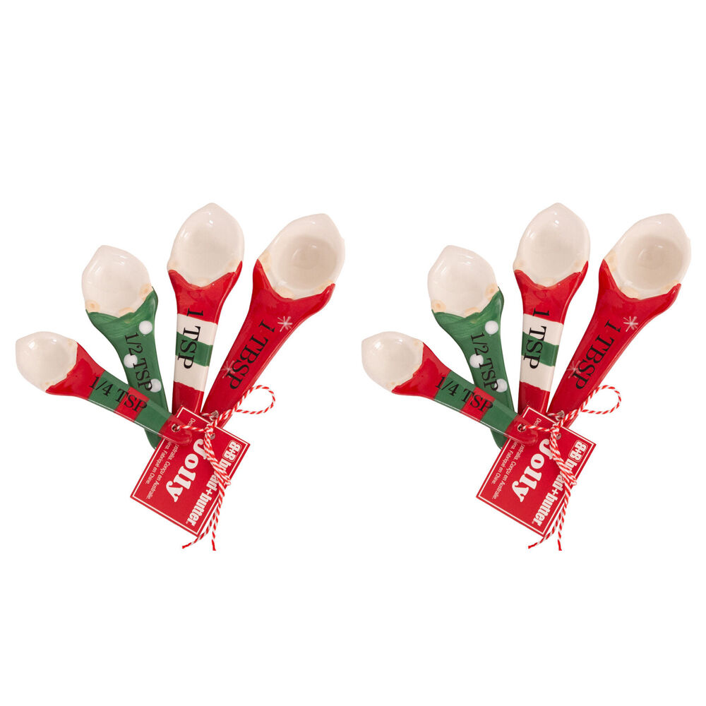2x 4pc Bread and Butter Gnome Measuring Spoon - Green/Red/White