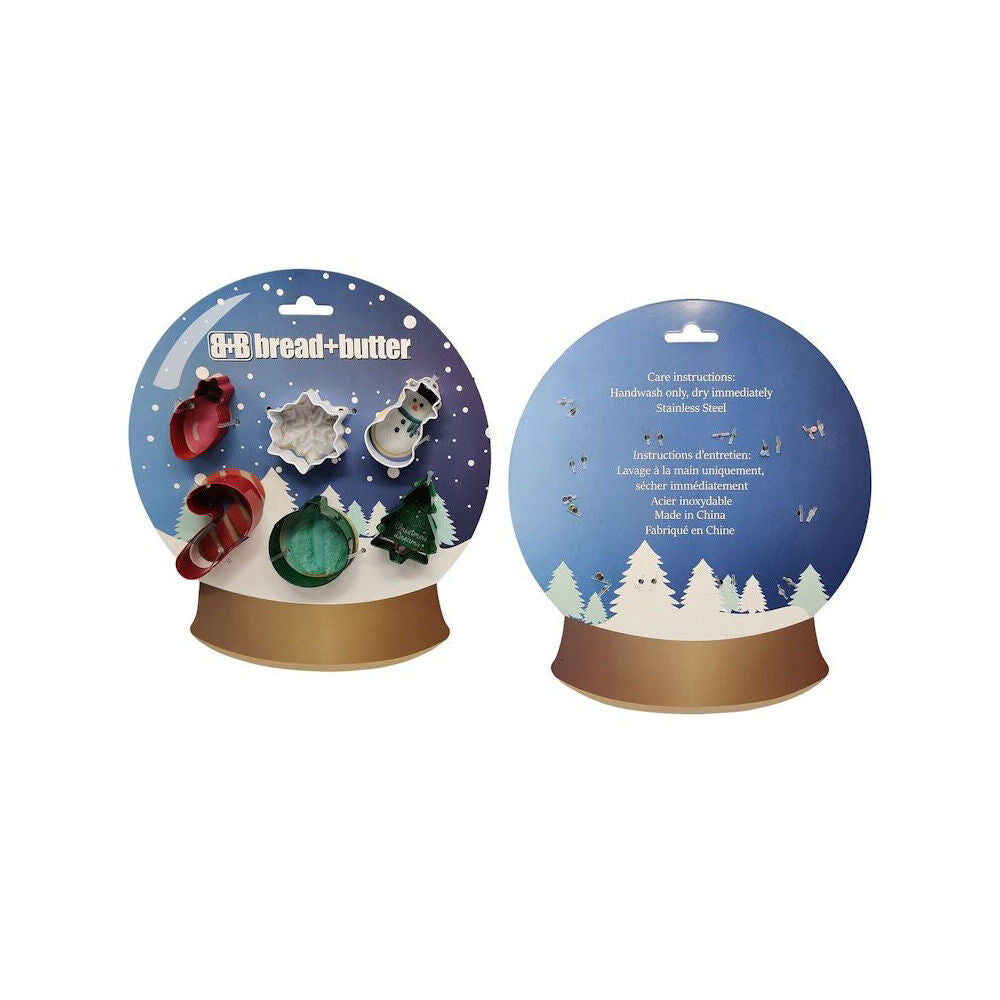 2x 6pc Bread and Butter Cookie Cutter Globe/Flake/SnowMan/Cane/Sock/Tree