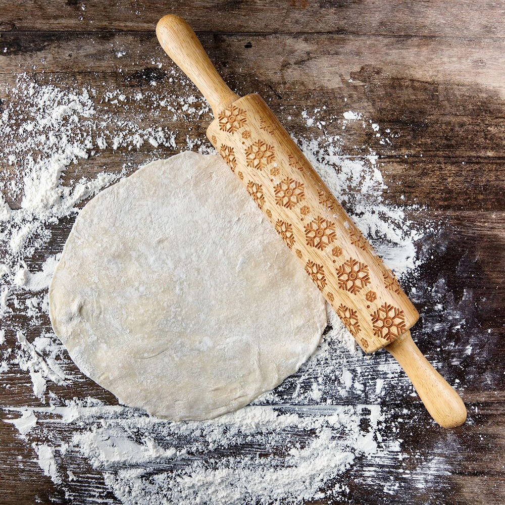 2PK Bread and Butter Laser Etch Wooden Rolling Pin - Snowflake