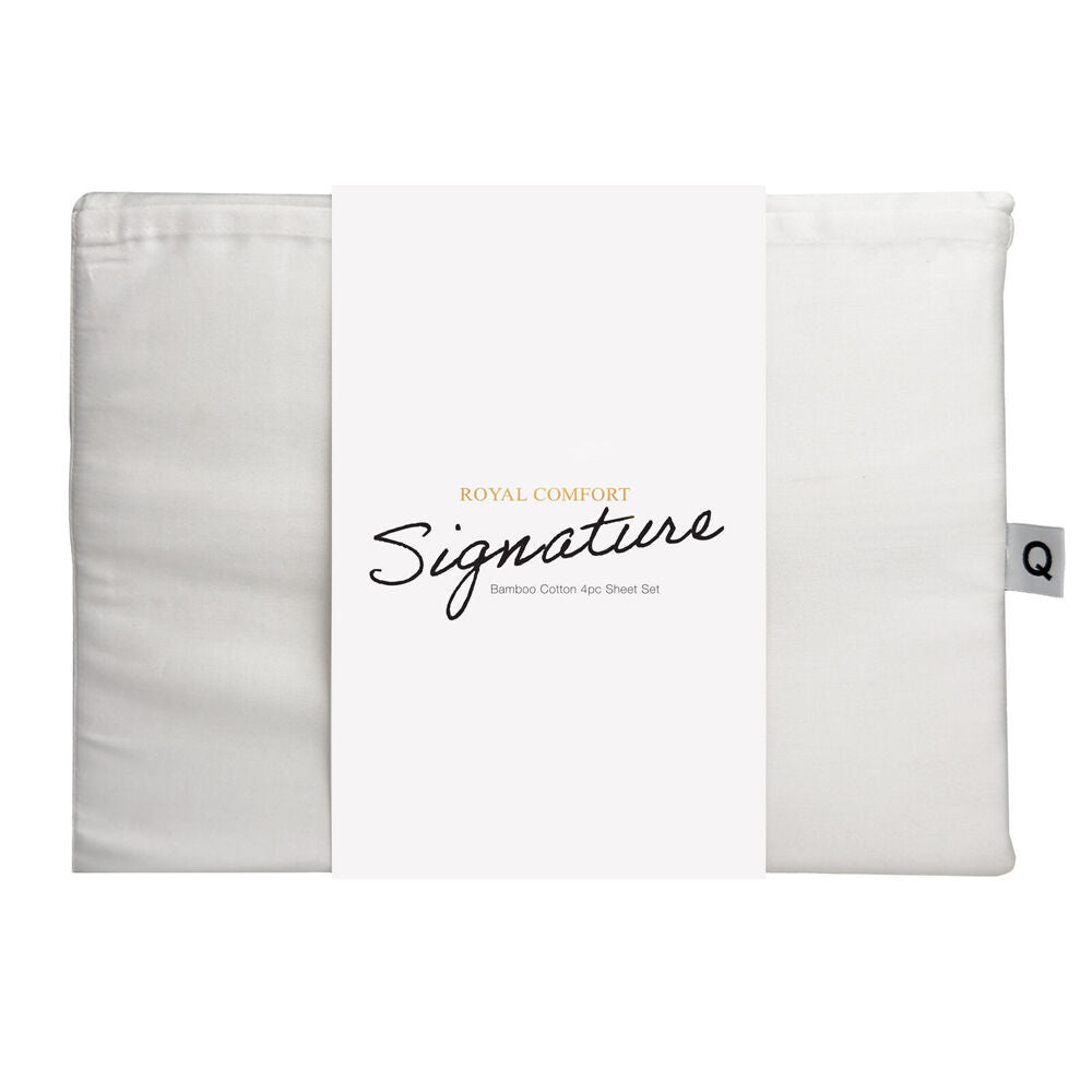 3pc Royal Comfort Signature Bamboo Cotton Bed Sheet Set White