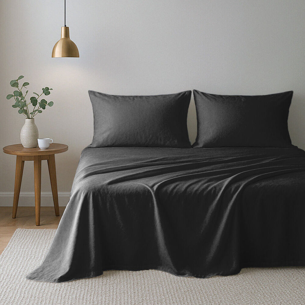 3pc Royal Comfort Opulence Washed Microfibre Bed Sheet Set Charcoal