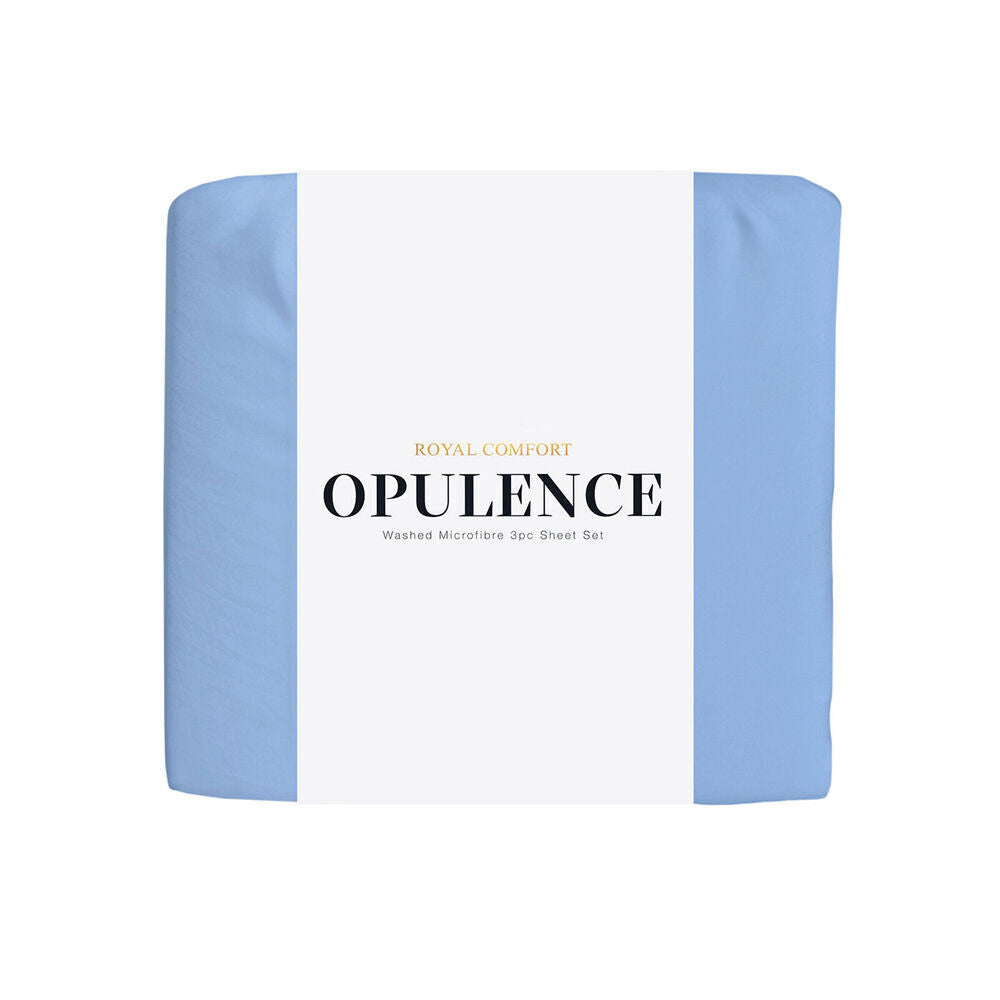 3pc Royal Comfort Opulence Washed Microfibre Bed Sheet Set Mineral