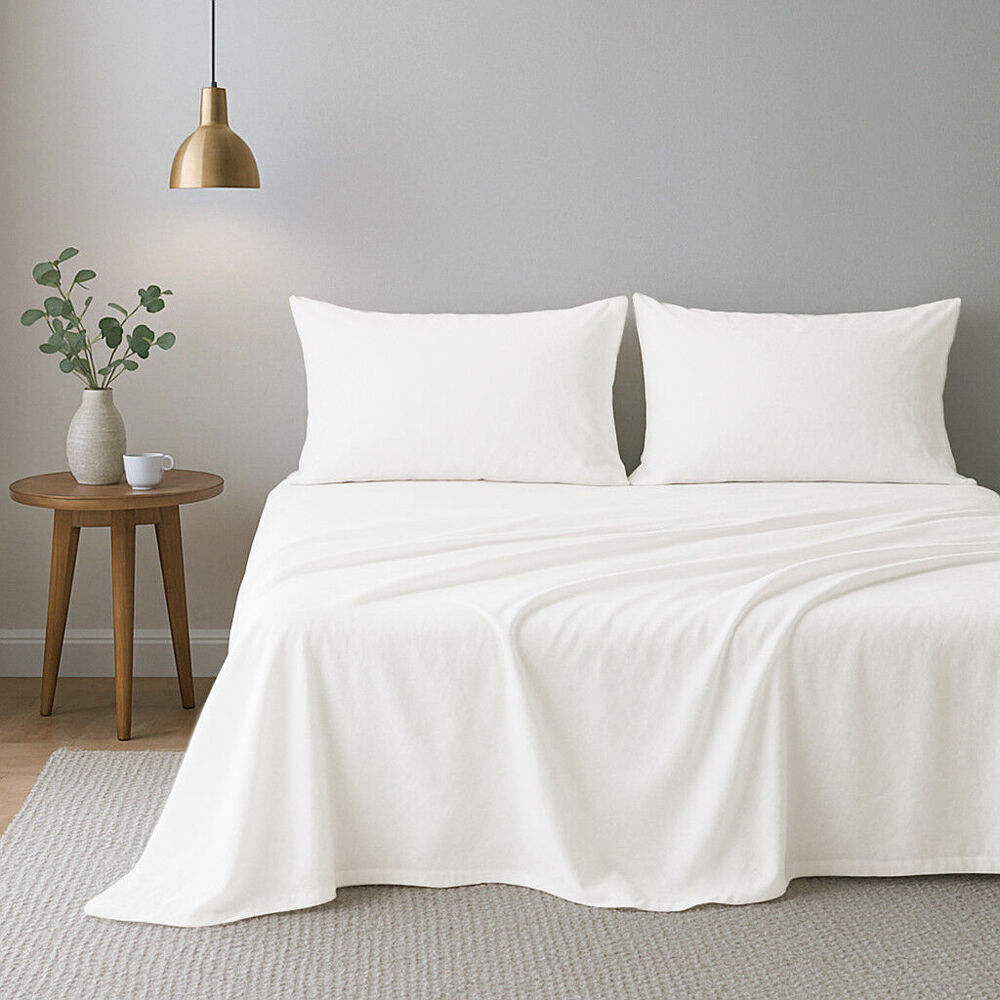 4pc Royal Comfort Opulence Washed Microfibre Bed Sheet Set White