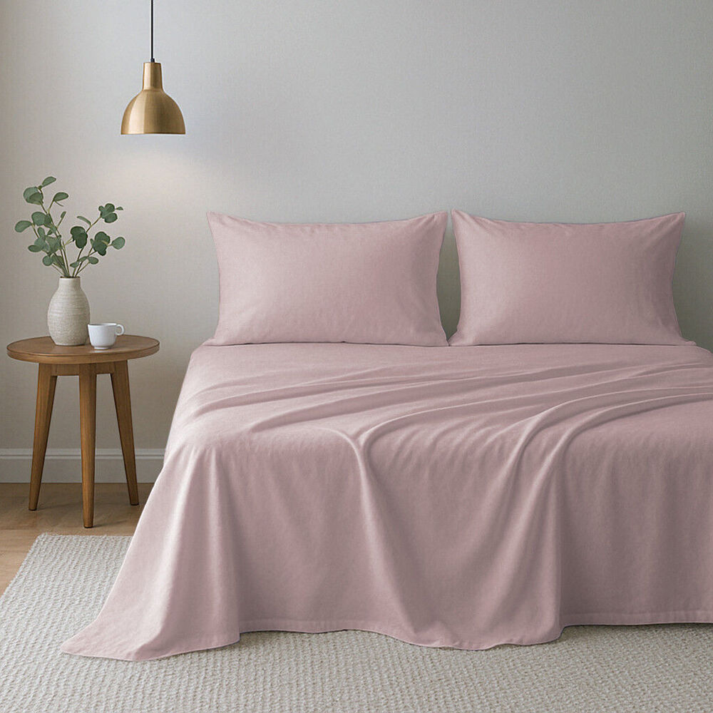 4pc Royal Comfort Opulence Washed Microfibre Bed Sheet Set Blush