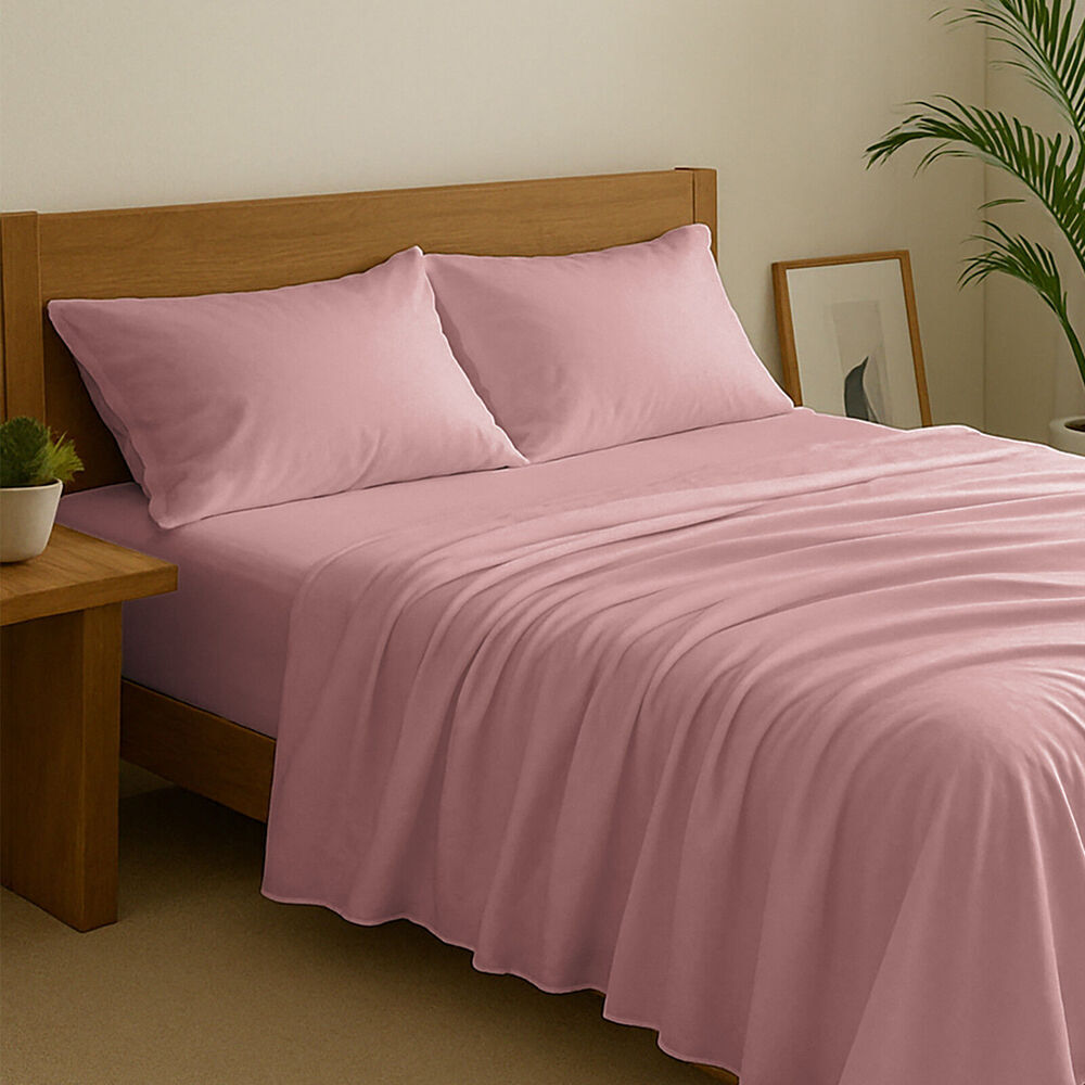 4pc Royal Comfort Opulence Washed Microfibre Bed Sheet Set Blush