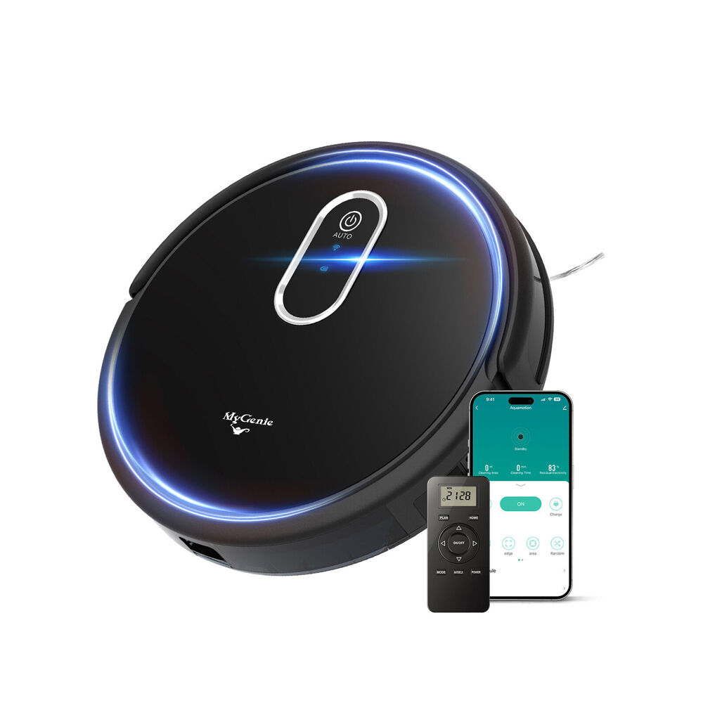MyGenie Hydraclean Robotic Vacuum and Mop w/ Gyroscopic Navigation - Black