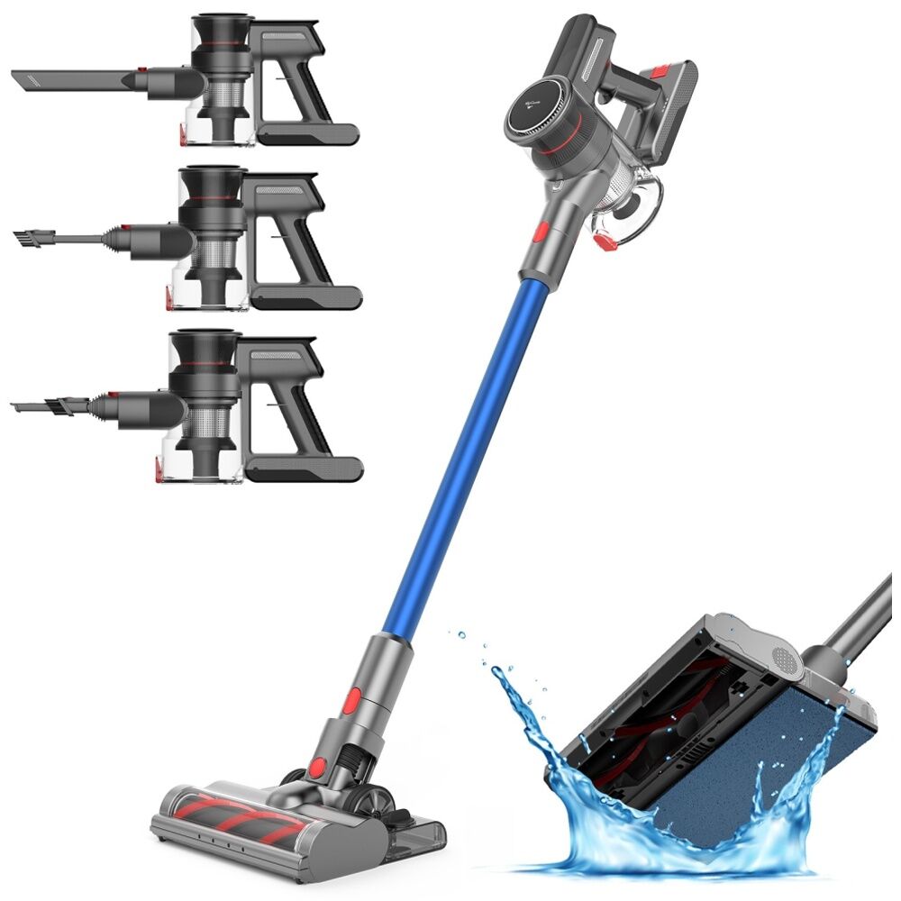 MyGenie Monster Stick Lightweight Cordless Vaccum W/ Mop & LED Headlights Blue