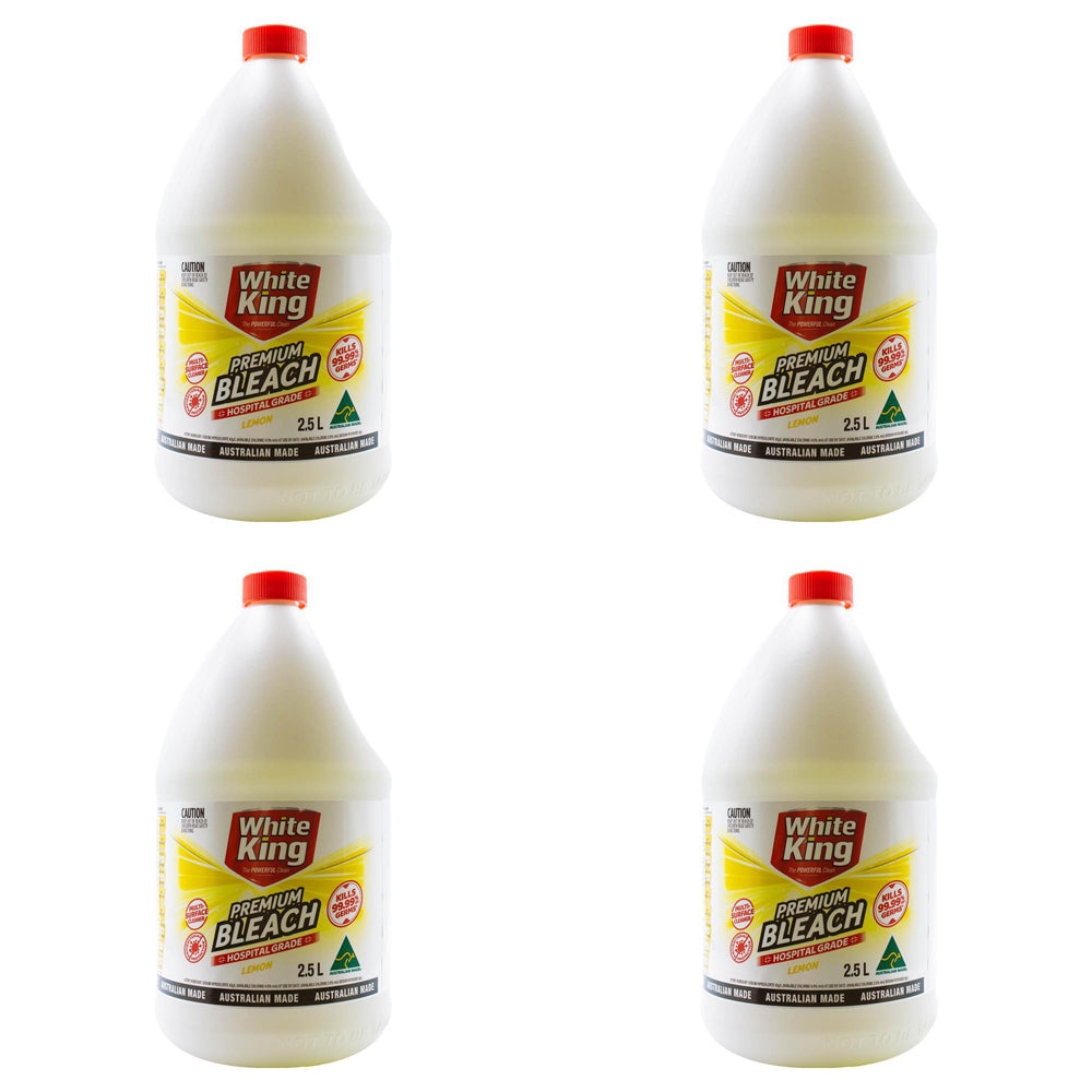 4PK White King Premium Multi Purpose Liquid Bleach Cleaner 2.5L - Lemon