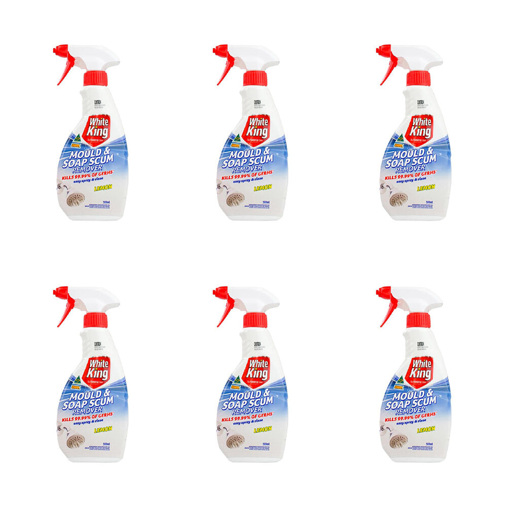 6PK White King 500ml Mould & Soap Scum Remover Cleaner Lemon