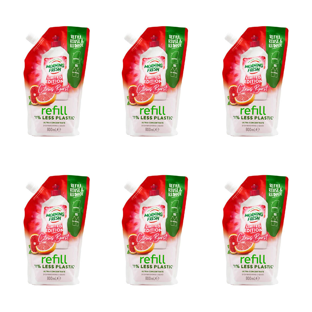 6PK Morning Fresh 800ml Dishwashing Liquid Refill Citrus Burst