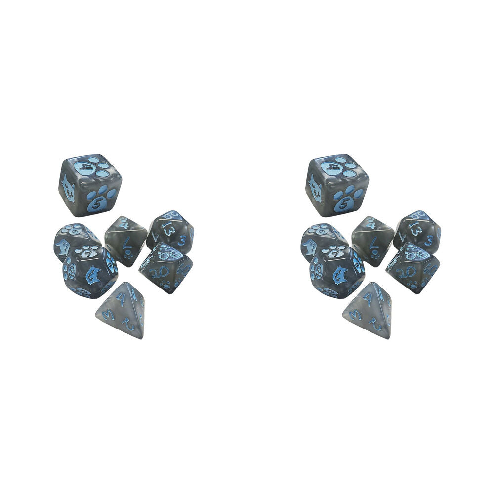 2PK Steve Jackson Games Kitten Polyhedral RPG Gaming Dice Set - Gray