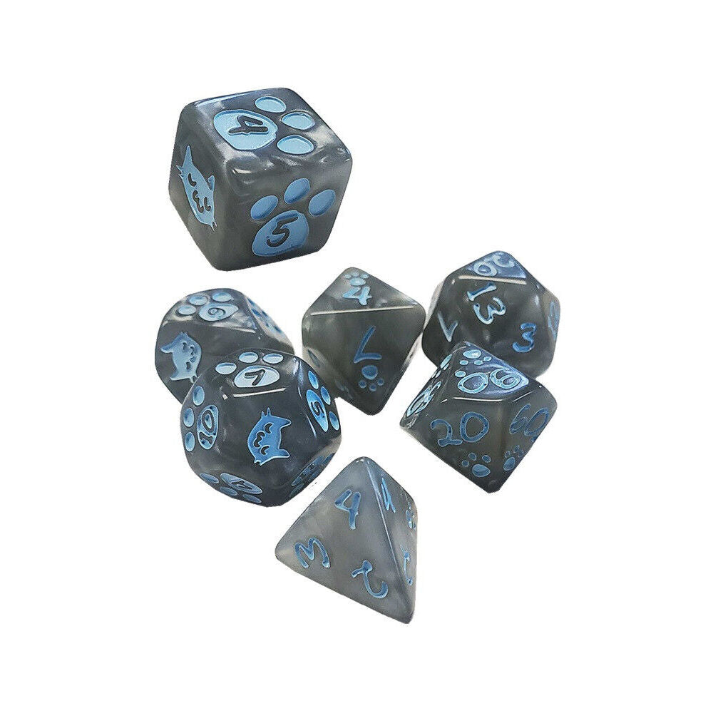 2PK Steve Jackson Games Kitten Polyhedral RPG Gaming Dice Set - Gray