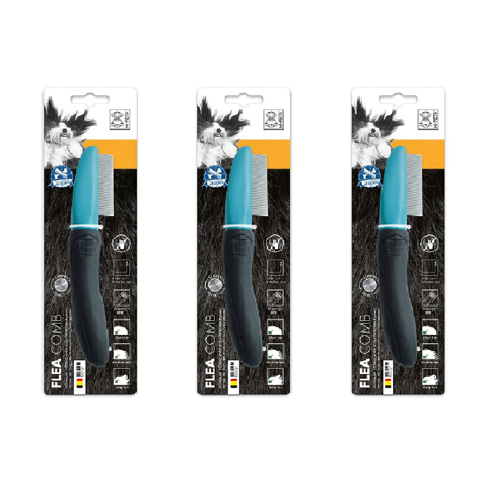 3x M-Pets 4x19cm Flea Comb Dog/Puppy Cat Pet Grooming Tool