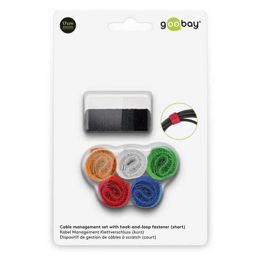 18pc Goobay Cable Management Hook & Loop Short Organiser