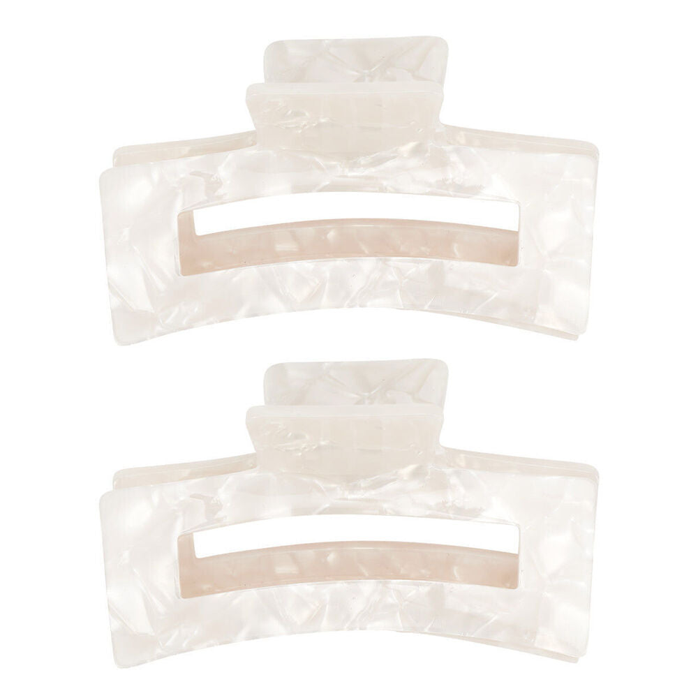 2PK Annabel Trends Women's Tamed Hair Claw Clip Accessory 8.5 cm Pearl