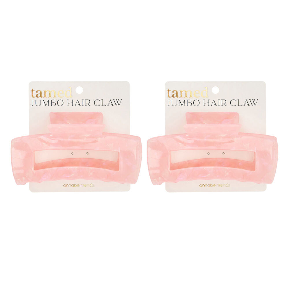 2PK Annabel Trends Tamed Hair Claw Jumbo Women's Accessory 12cm - Pink
