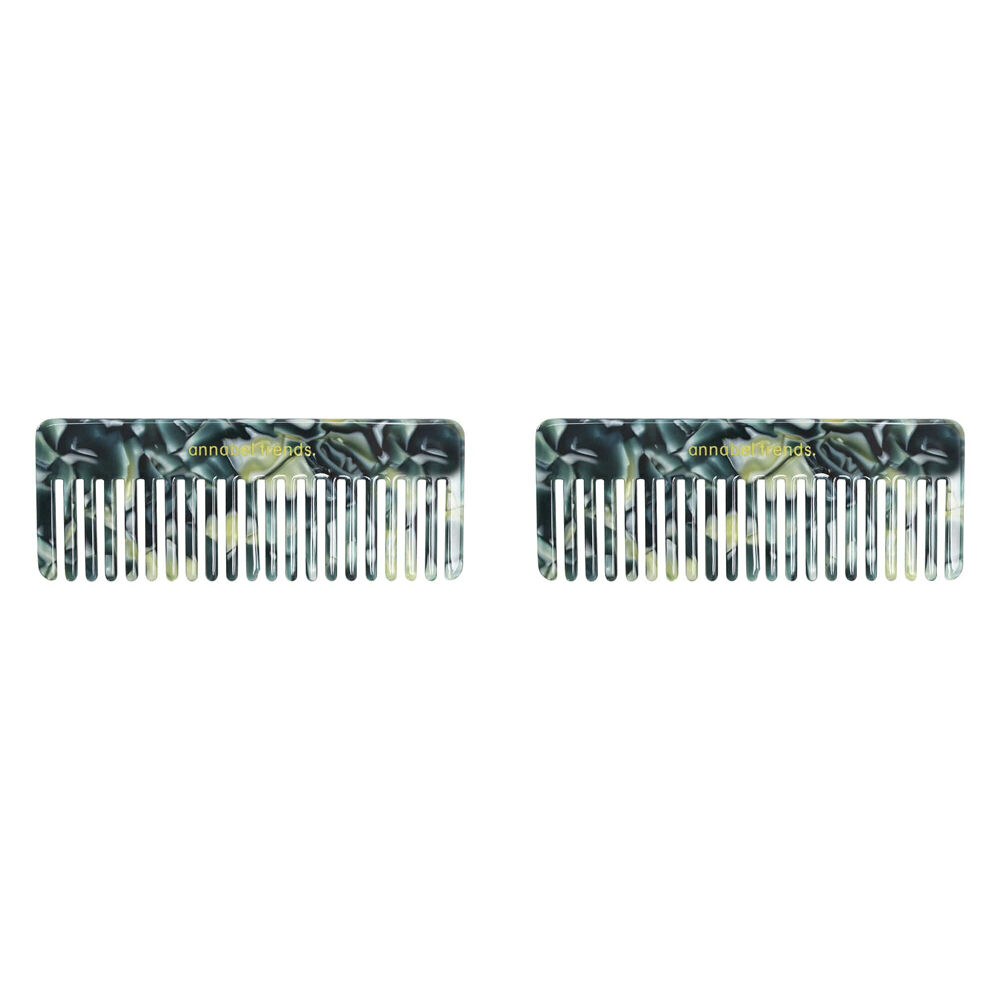2PK Annabel Trends Tamed Hair Comb Rectangle 15cm - Malachite