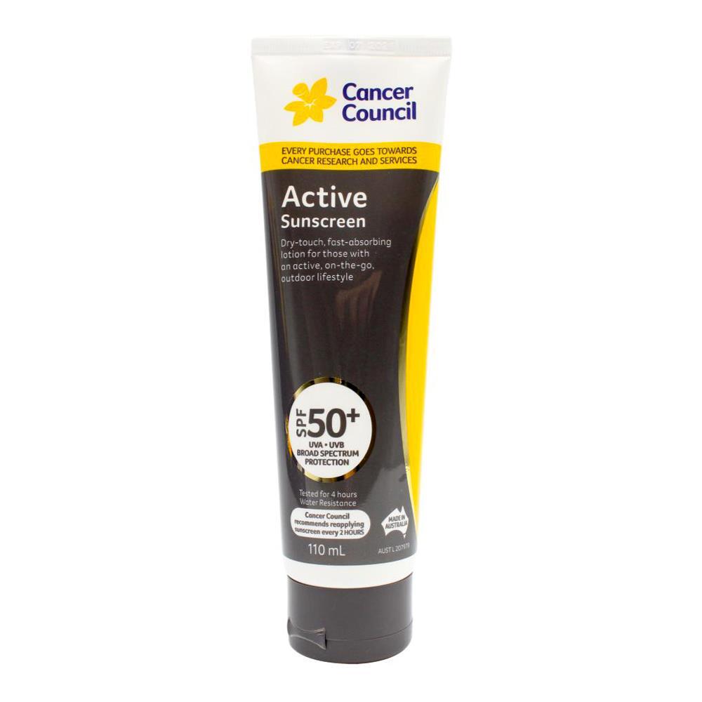 2PK Cancer Council 110ml Active Sunscreen SPF50+ Body Lotion