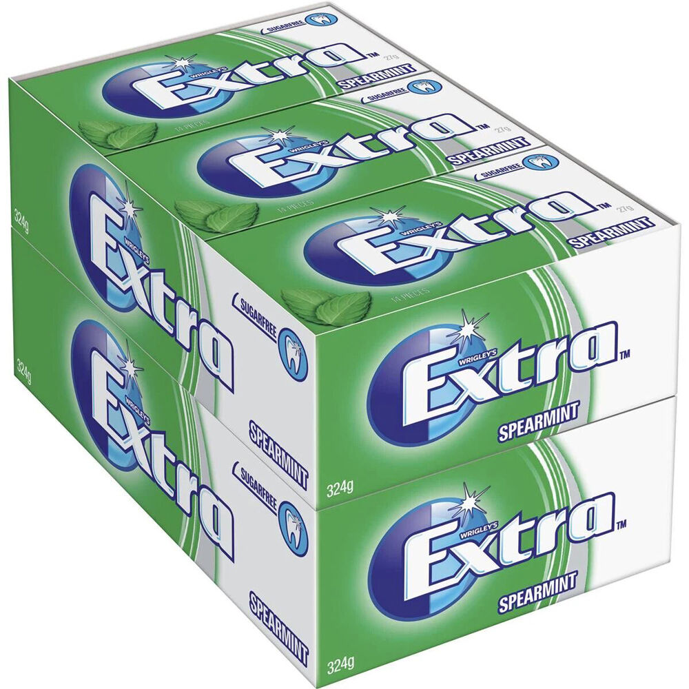 24x 14pc Wrigley's Extra Sugar-Free Chewing Breath Gum Packet 27g Spearmint