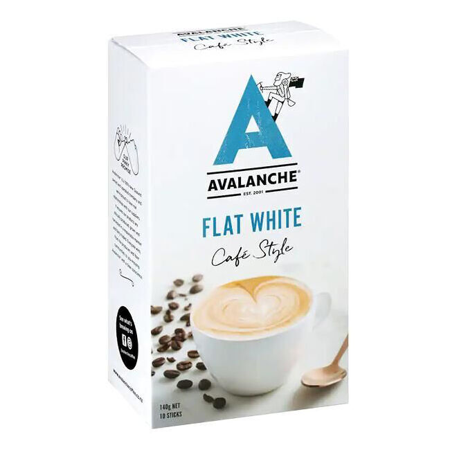 6x 10pc Avalanche Flat White Cafe Style Instant Coffee 160g Powdered Drink