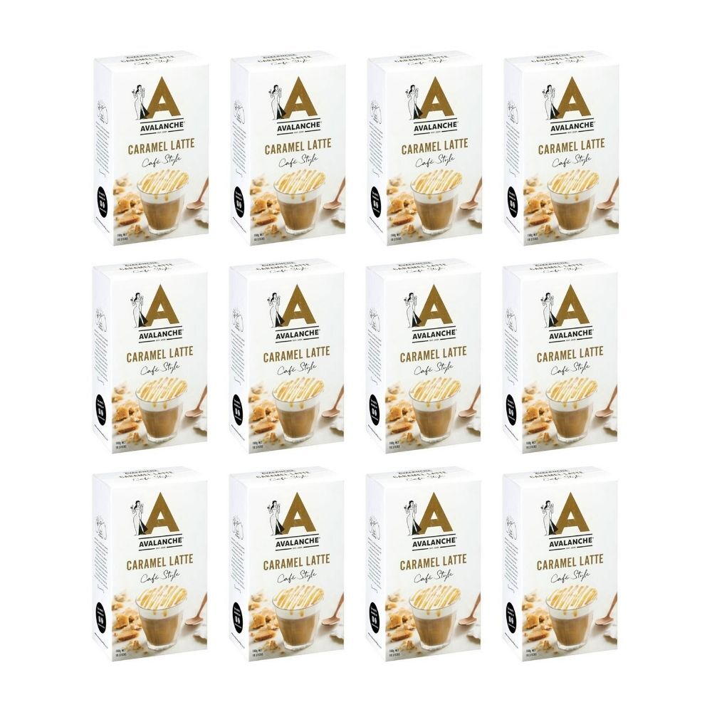 12x 10pc Avalanche Caramel Latte Cafe Style Instant Coffee 160g Powdered Drink