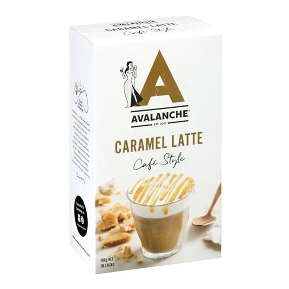 12x 10pc Avalanche Caramel Latte Cafe Style Instant Coffee 160g Powdered Drink
