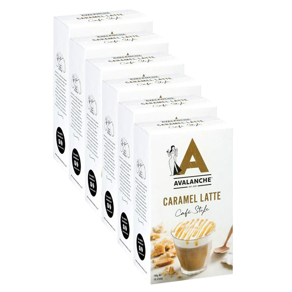 6x 10pc Avalanche Caramel Latte Cafe Style Instant Coffee 160g Powdered Drink