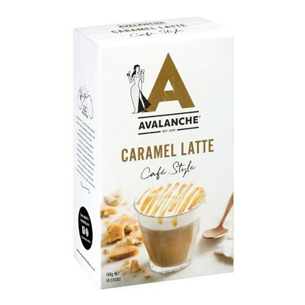 6x 10pc Avalanche Caramel Latte Cafe Style Instant Coffee 160g Powdered Drink