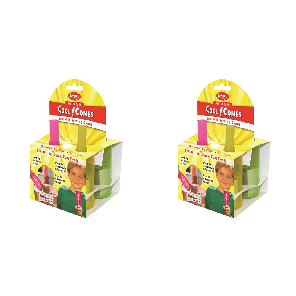 2x 4pc Jokari Reusable Ice Cream Cool Cones Assorted 9cm