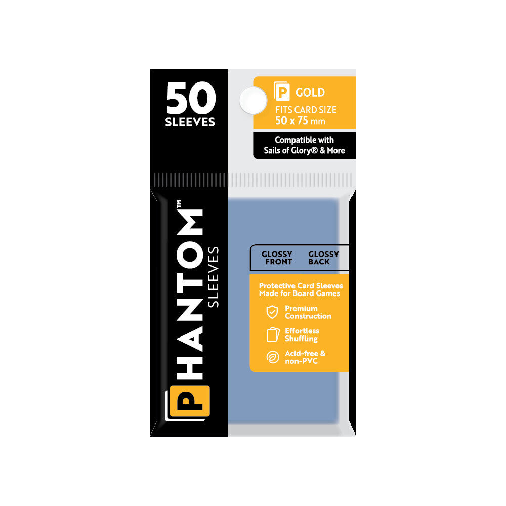 5PK 50pc Phantom Sleeves 50x75mm Game Card Case Gold Gloss/Gloss