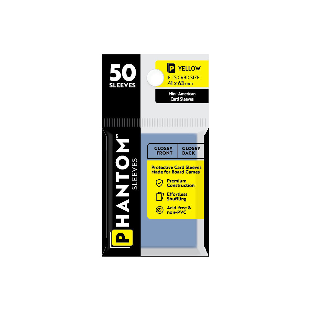 5PK 50pc Phantom Sleeves 41x63mm Game Card Case Yellow Gloss/Gloss