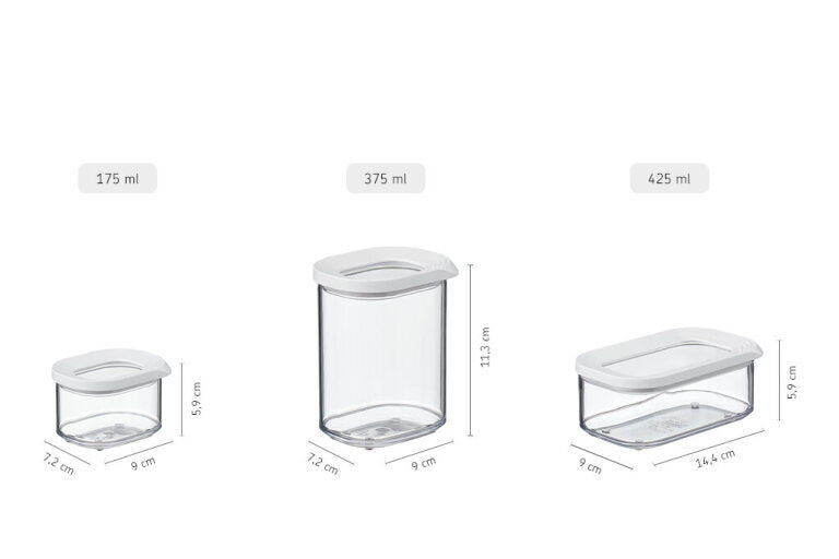2x Mepal Modula Mini Food Storage Box w/ Lid 425ml/14oz - White