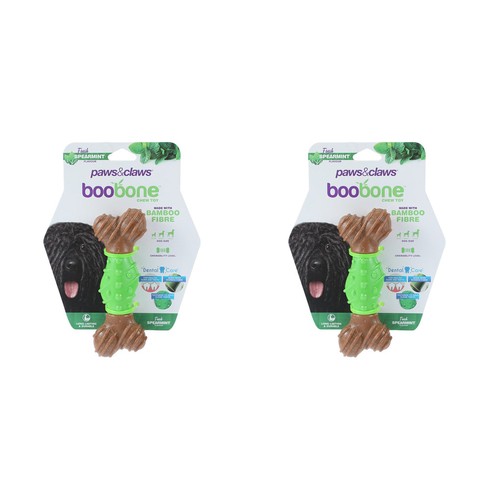 2x Paws & Claws BooBone Dental Bone Chew Toy - Spearmint