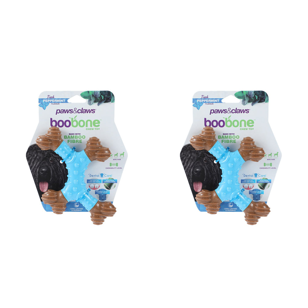 2x Paws & Claws BooBone 4 Way Dental Bone - Peppermint