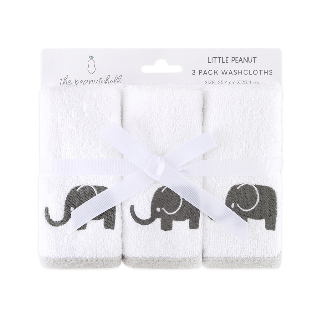 3x 3pc The Peanutshell Little Peanut Grey Washcloths Baby Nursery Decor