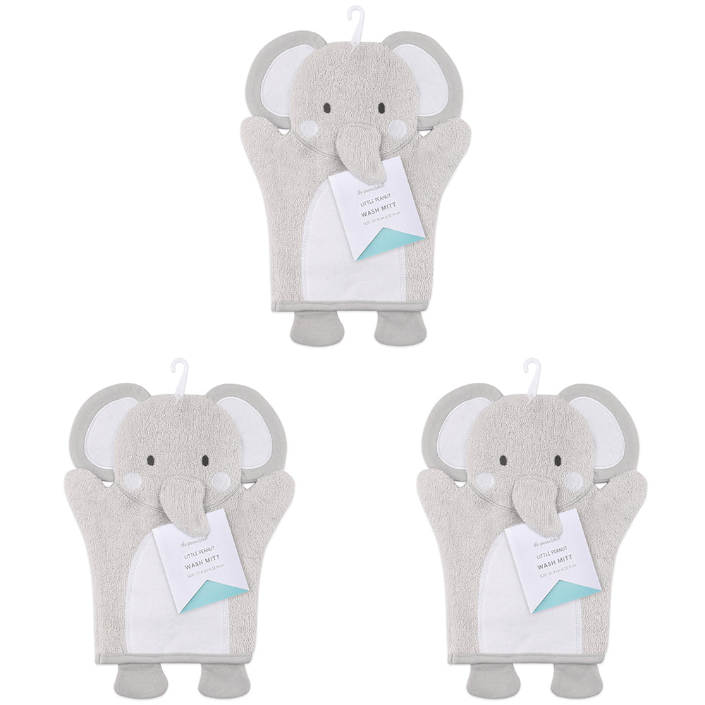3PK The Peanutshell Elephant Wash Mitt Baby Nursery Decor